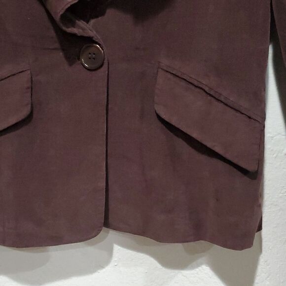 BCBGMaxAzria Brown Corduroy Jacket with Ruffled Neckline Size M - Picture 4 of 14